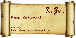 Kapp Zsigmond névjegykártya